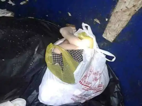 Photos: Newborn baby found stuffed in plastic bags and dumped by the roadside